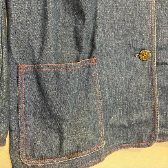 Vintage Women's 2-Piece Denim Skirt Suit Red Stitching Pockets Unbranded belted* - Picture 4 of 16